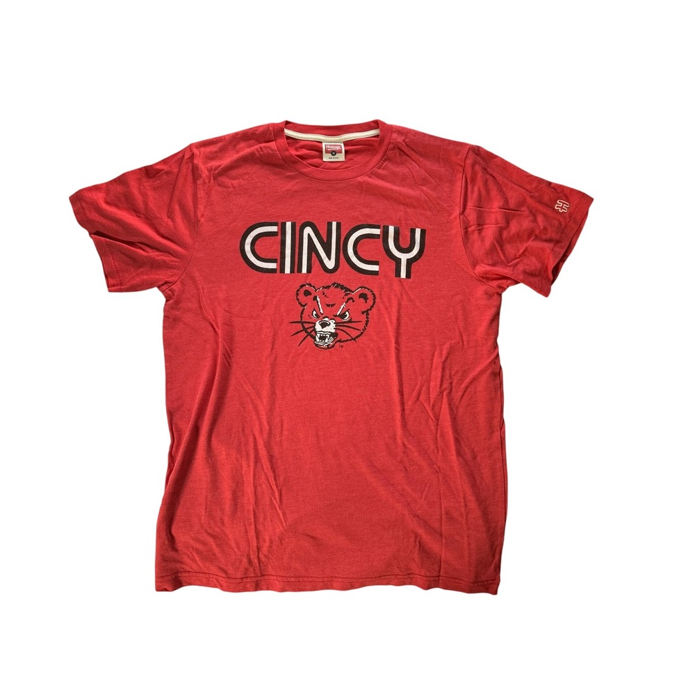 Homage Cincinnati Bearcats Cincy Graphic T-Shirt Red Heathered Women Medium